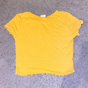 Mustard Yellow Lettuce Edge Ribbed Tee